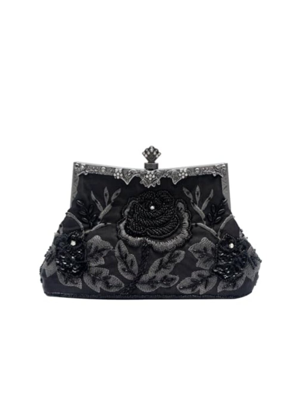 Vintage Beaded Sequin Evening Clutch Floral Bridal Wedding Purse